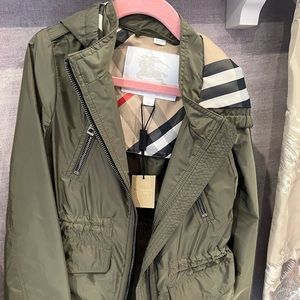 Brand new girls burberry light jacket with tags size 8 paid $295 plus tax